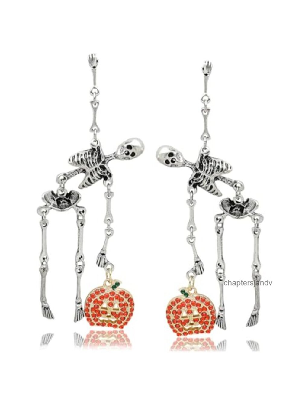 Skeleton Pumpkin Dangle Earrings Zinc Alloy Crystal Halloween Jewelry